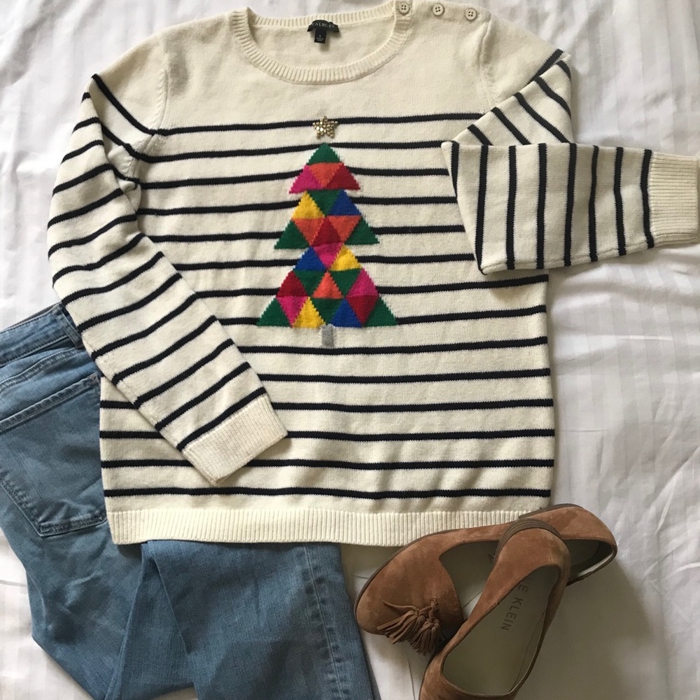 Talbots Wool Geometric Christmas Tree Sweater